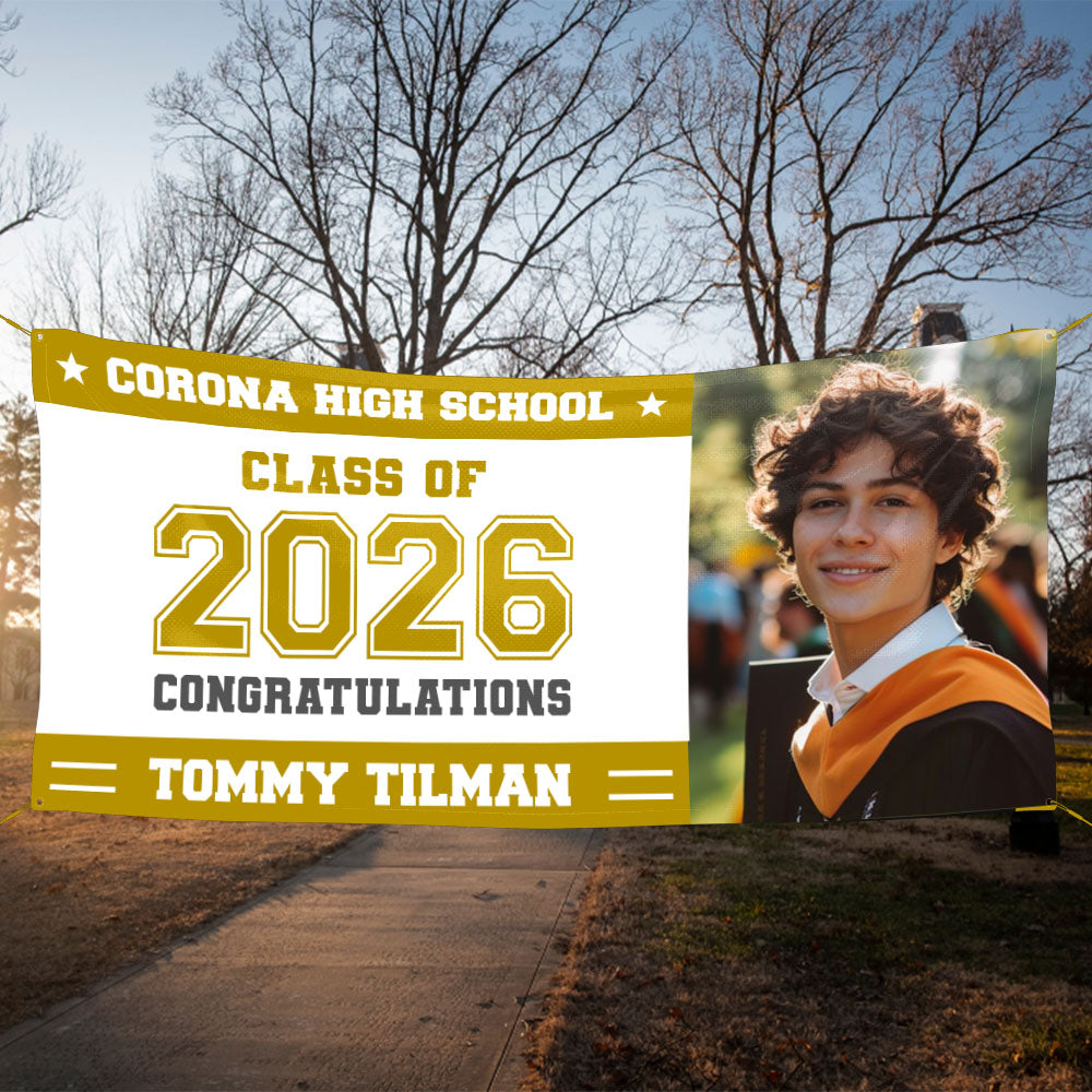 Graduation Decor Class Of 2026 Custom Photo Personalized Banner - Graduation Door Banner