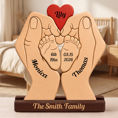 Personalized Baby New Born Puzzle - Custom Premium Wooden Name Puzzle - Christmas Gifts - New Mom New Dad