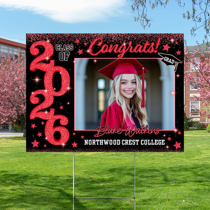 Graduation Lawn Sign, Graduation Gift - Personalized Graduation Yarn Sign With Stake