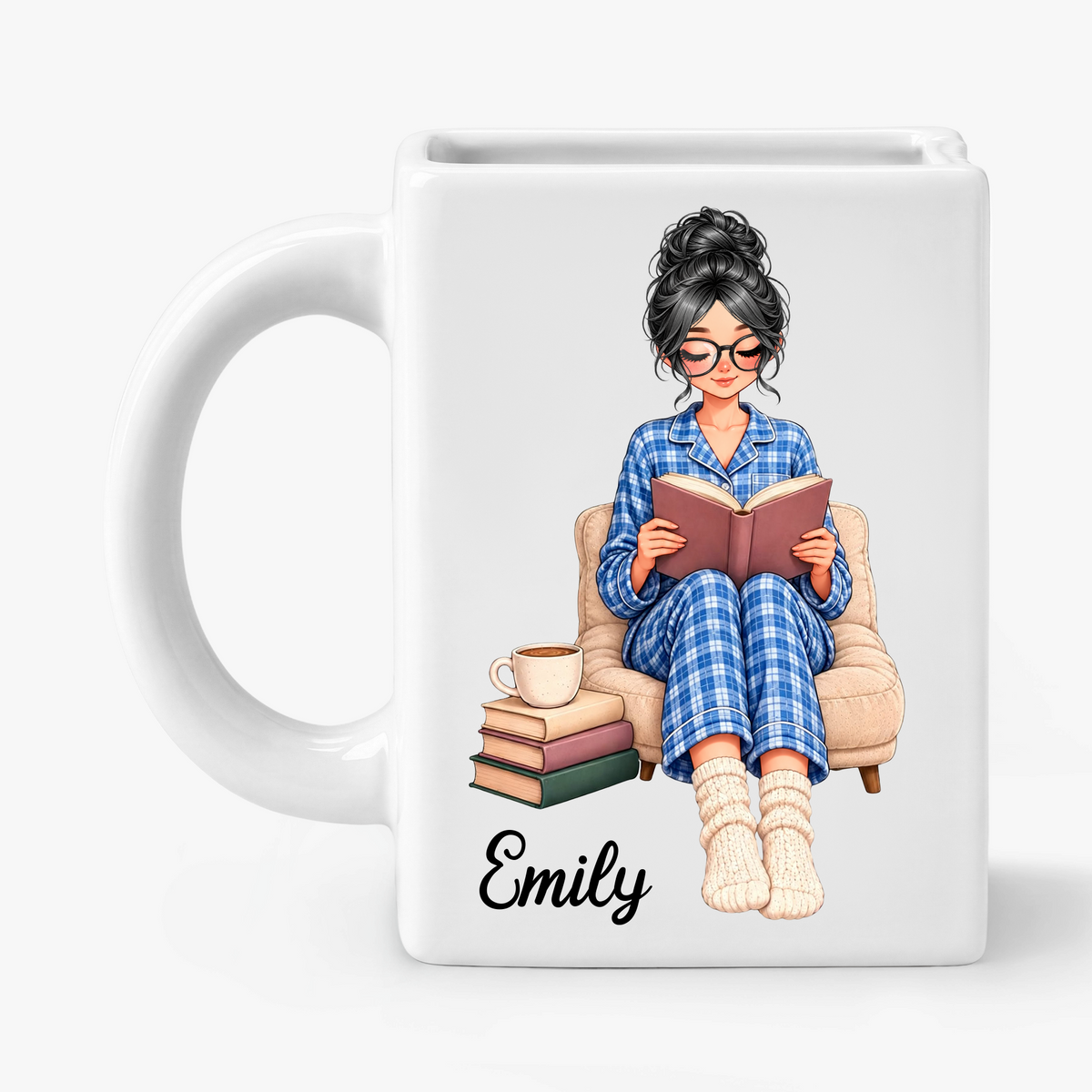 Custom Book Lovers Shaped Mug - Personalized Name Gifts - Best Friend, Christmas & Birthday Friendship Keepsake Gift •