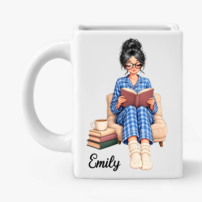 Custom Book Lovers Shaped Mug - Personalized Name Gifts - Best Friend, Christmas & Birthday Friendship Keepsake Gift •