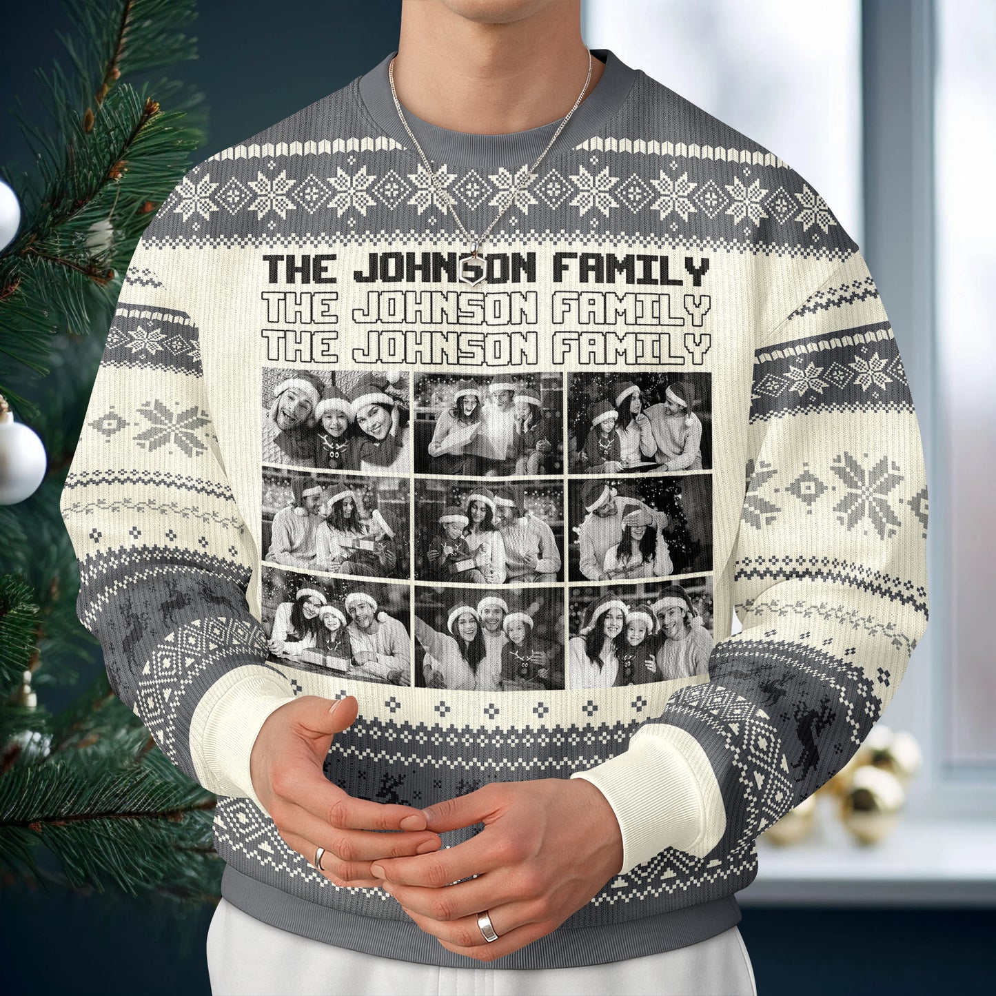 Ain't No Family Like The One I Got - Unisex Wool Jumper - Custom Photo Family