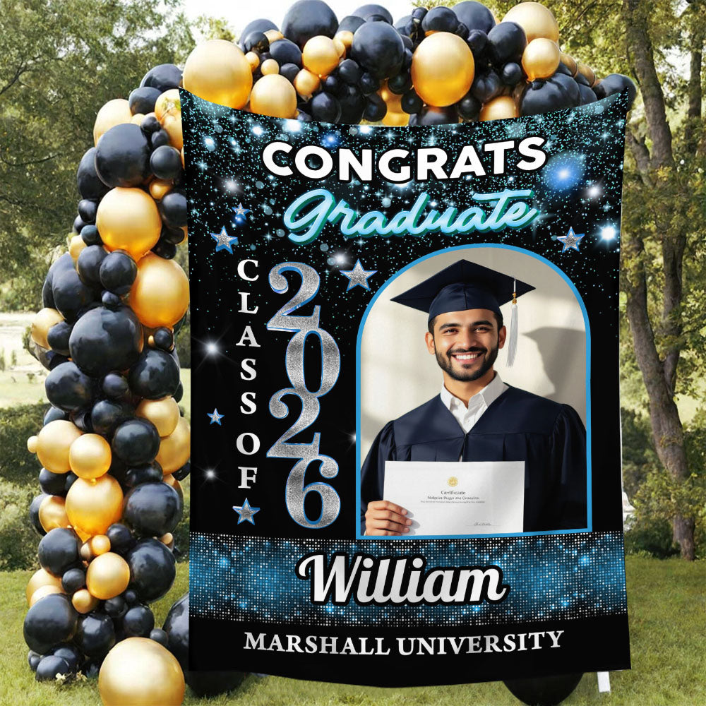Congrats Grad Party Style Graduation Decor - Personalized Congrats Graduation Backdrop