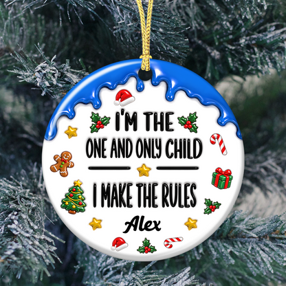 Funny Family Rules Merry Christmas - Real 3D Relief Ornament