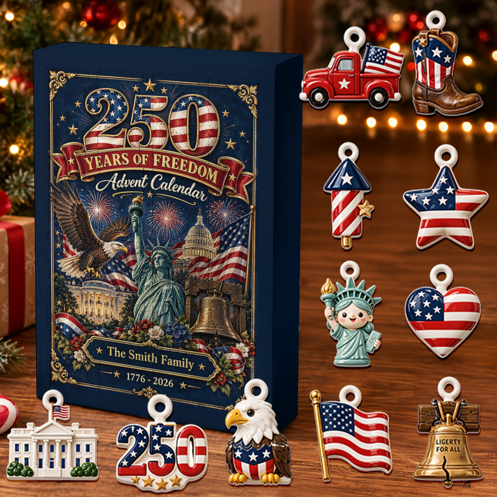 Christmas 250 Years Of Freedom Advent Calendar 2026 - 24 Day Christmas Countdown Box - Advent Calendar Box-Box&Acrylic
