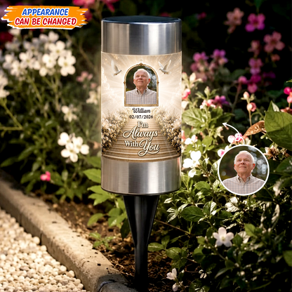 Custom Photo Solar Garden Light - Personalized Memorial Sympathy Gifts For Loss Of Mom, Dad - Forever With You