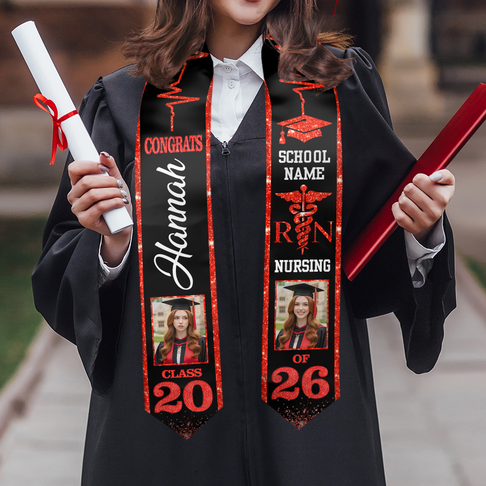 Custom Nurse Glitter Class of 2026 Stoles Sash - Personalized Gift For Graduation - Senior Gift