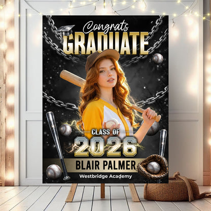 Class Of 2026 Sport Personalized Graduation Welcome Sign - Custom Photo Welcome Sign - Graduation Gifts