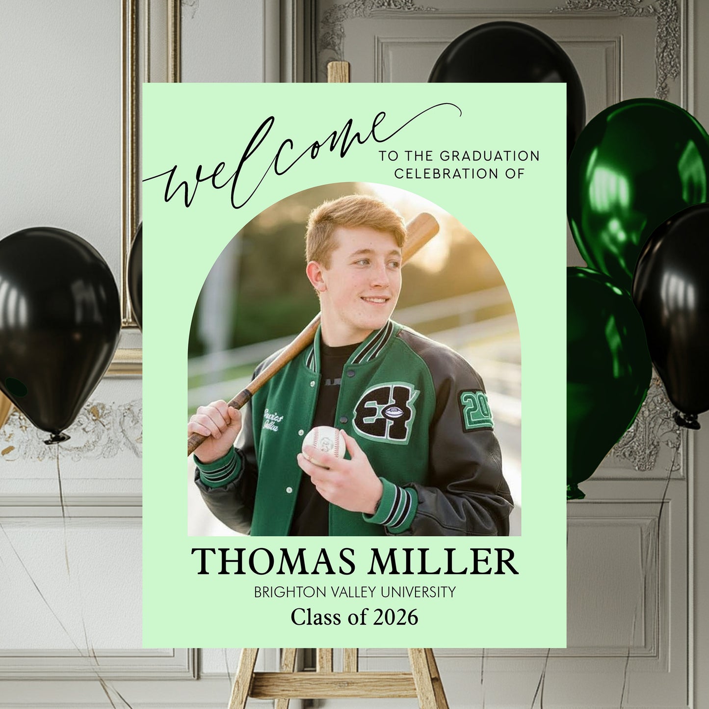 Congrats Graduation Color - Personalized Graduation Welcome Sign - Custom Photo Welcome Sign