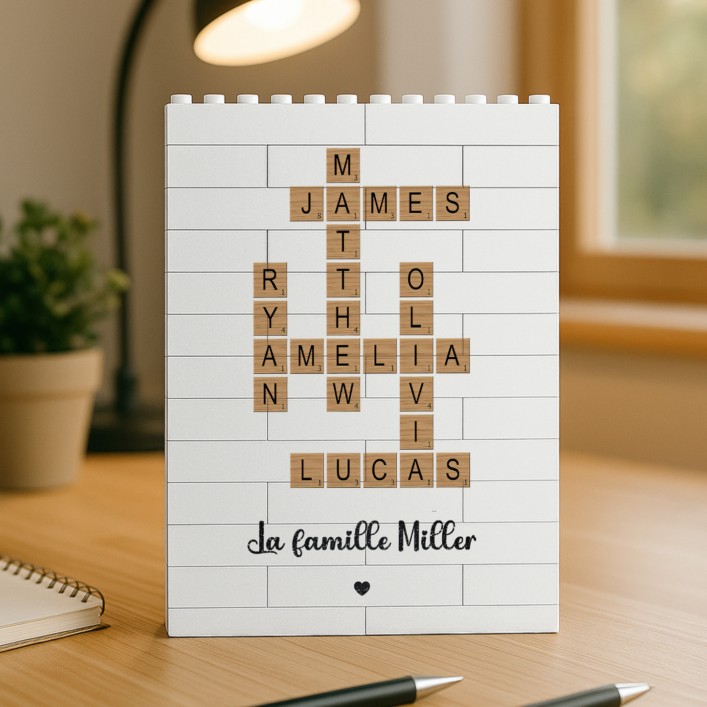 Family Crossword Custom Name Puzzle - Personalized Rectangle Building Brick