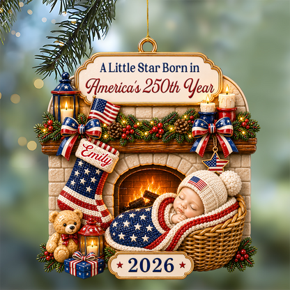 A Little Star Born in America’s 250th New Parents - Real 3D Relief Ornament 2