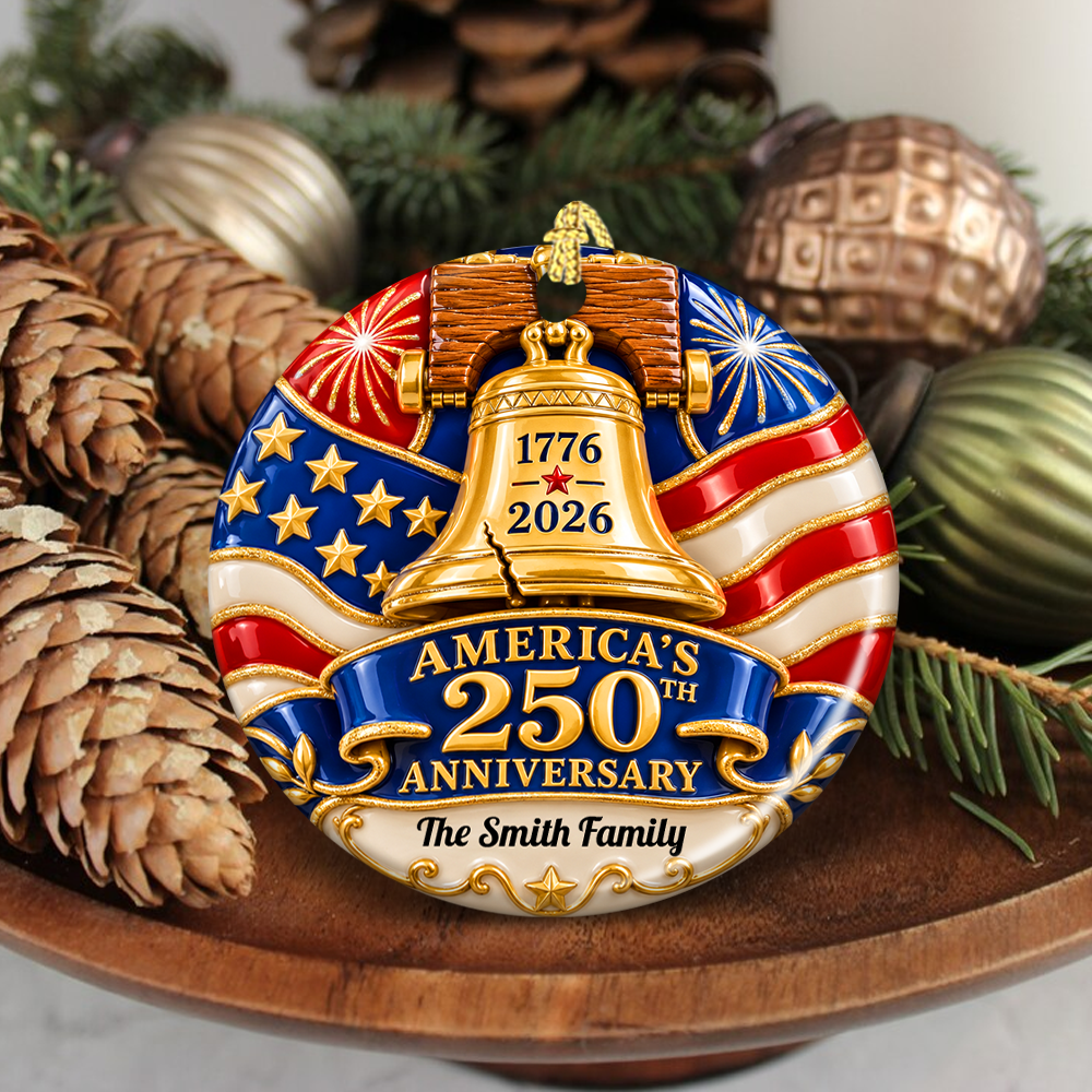 Liberty Bell Family Name Christmas Ornament - Real 3D Ceramic Ornament