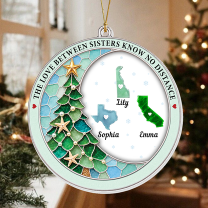 Connected By Heart Never Apart Merry Christmas - Real 3D Relief Ornament