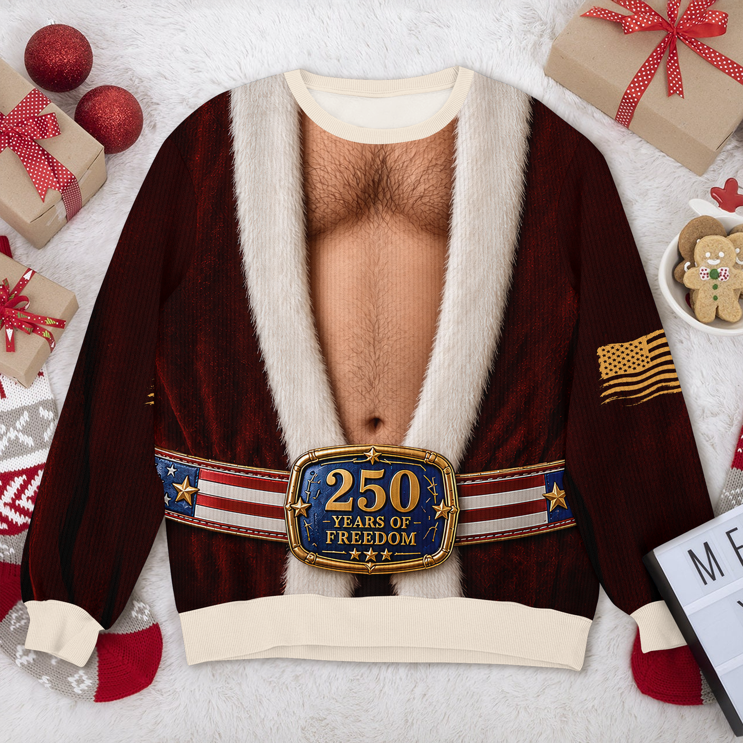 Cheeky 250th Anniversary Christmas - Personalized All-Over-Print Sweatshirt - Wool Sweater