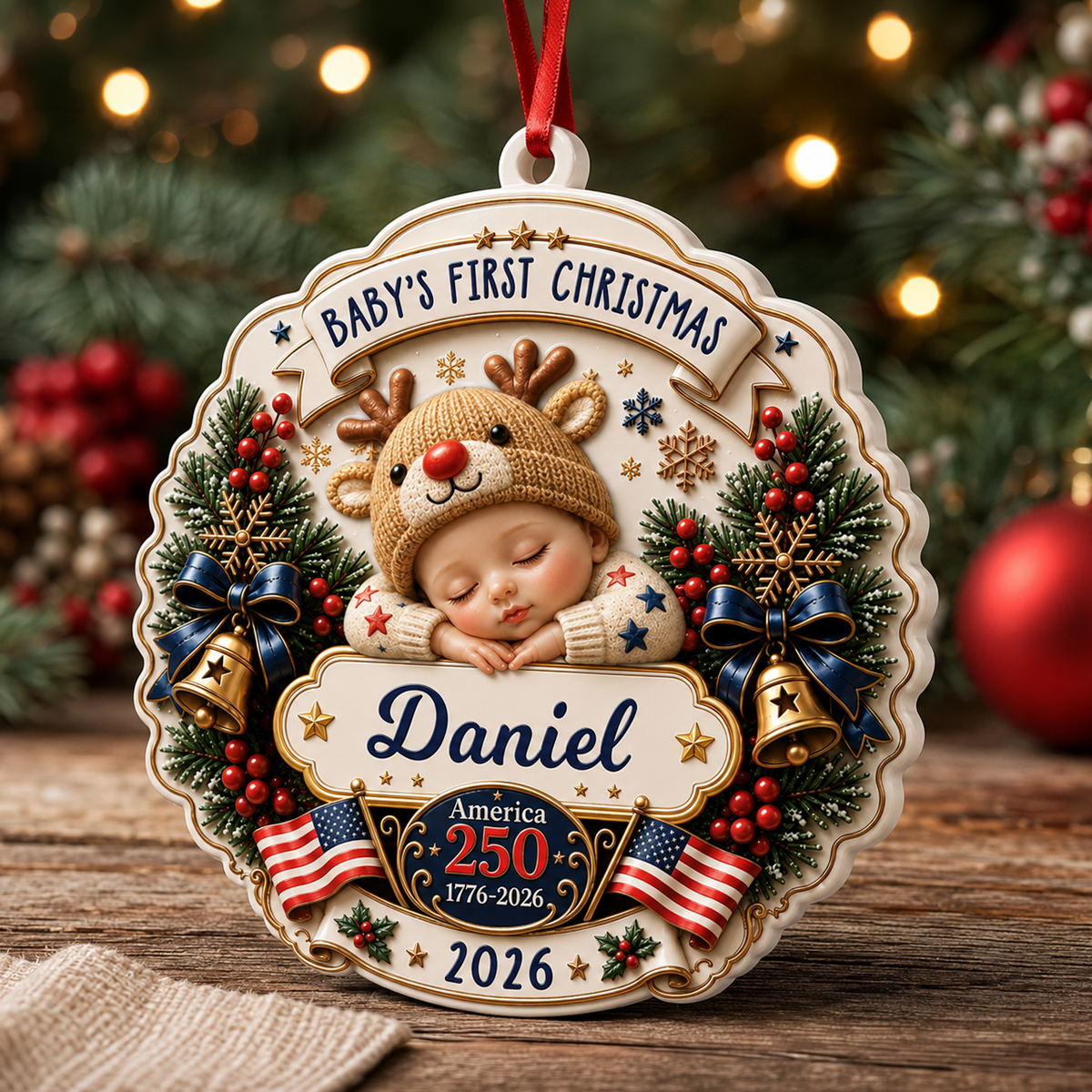 Personalized Baby First Christmas - Real 3D Relief Ornament 2