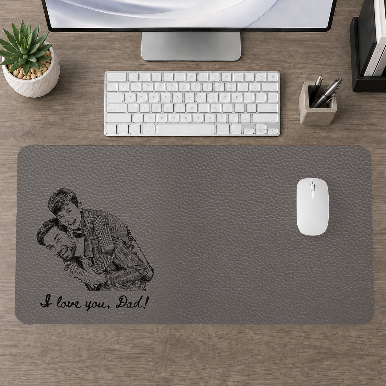 Best Dad Ever - Personalized Leather Desk Mat