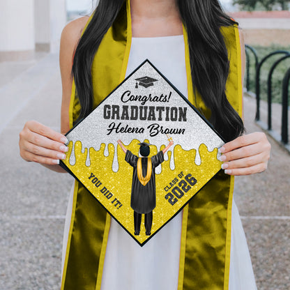 Class Of 2026 You Did It Cap Topper - Personalized Printed Graduation Cap Topper