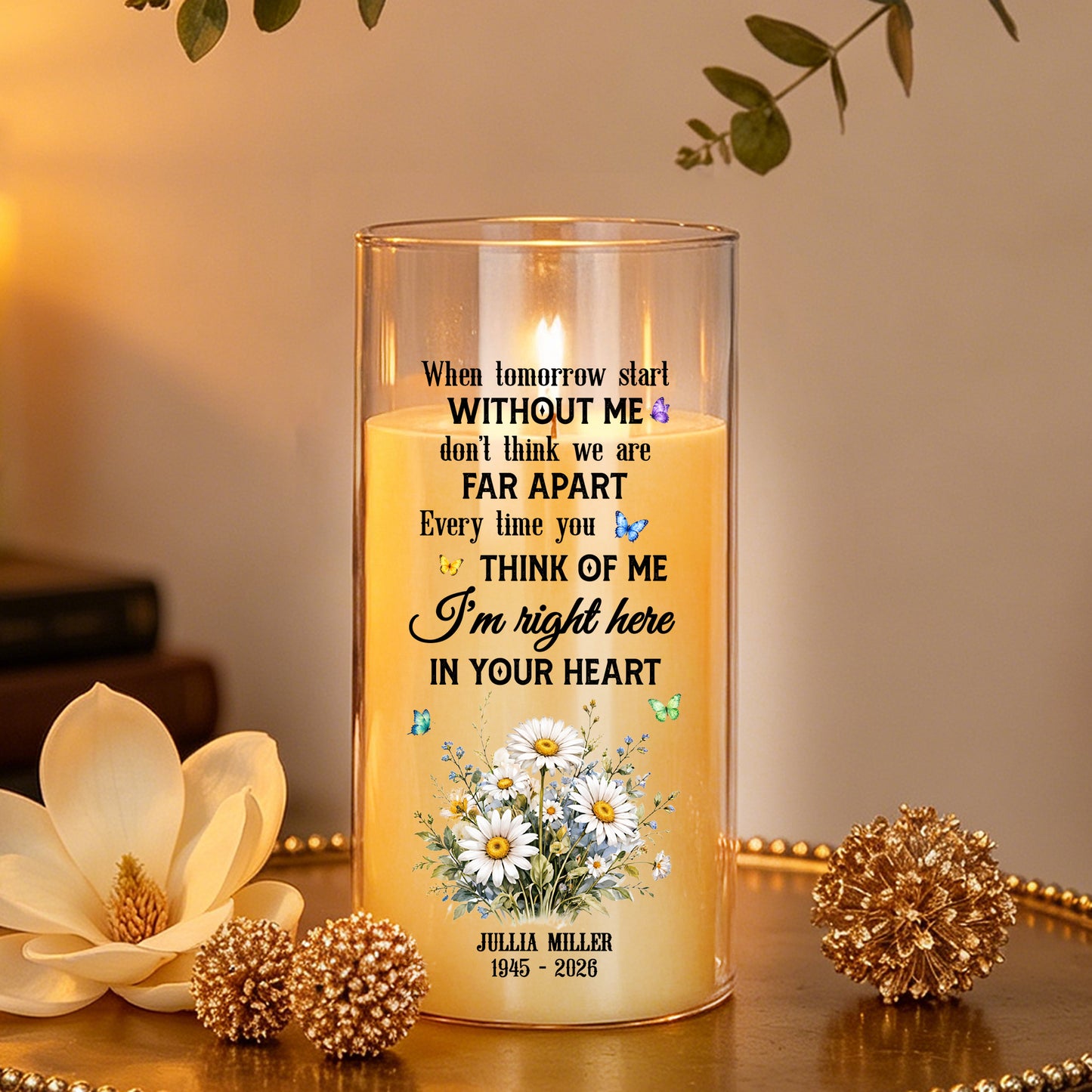 When Tomorrow Starts Without Me Memorial Candle - Personalized Flameless LED Candle
