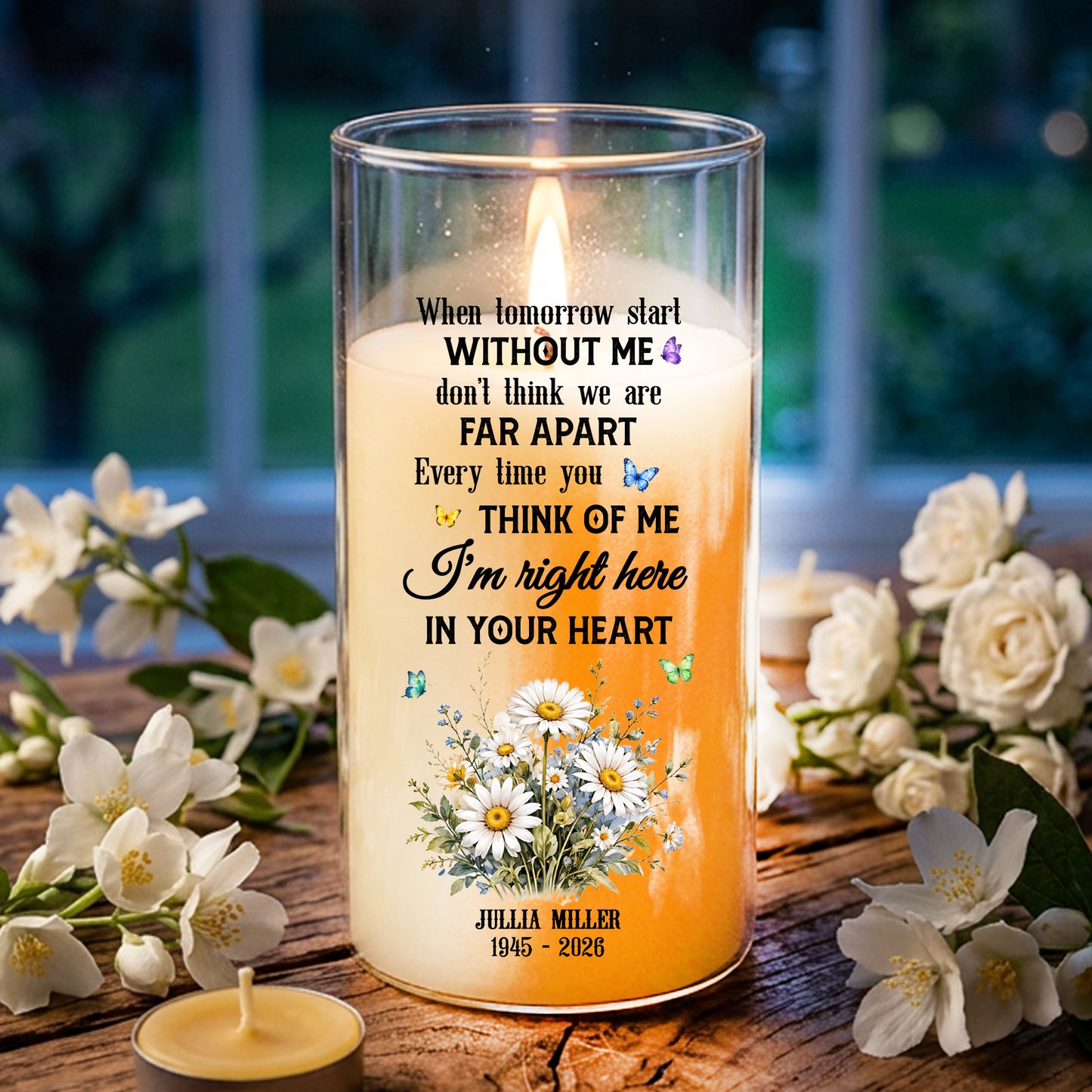 When Tomorrow Starts Without Me Memorial Candle - Personalized Flameless LED Candle