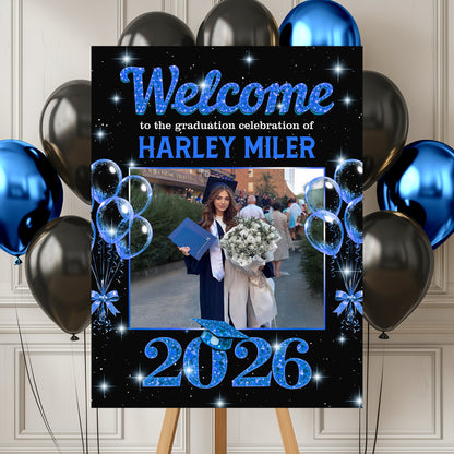 Congrats Graduation Diamond - Personalized Graduation Welcome Sign - Custom Photo Welcome Sign