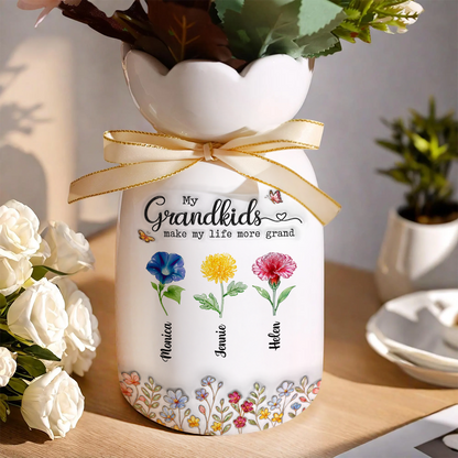 Make Life More Grand With Lovely Kids - Personalized Custom Ribbon Tie Flower Vase