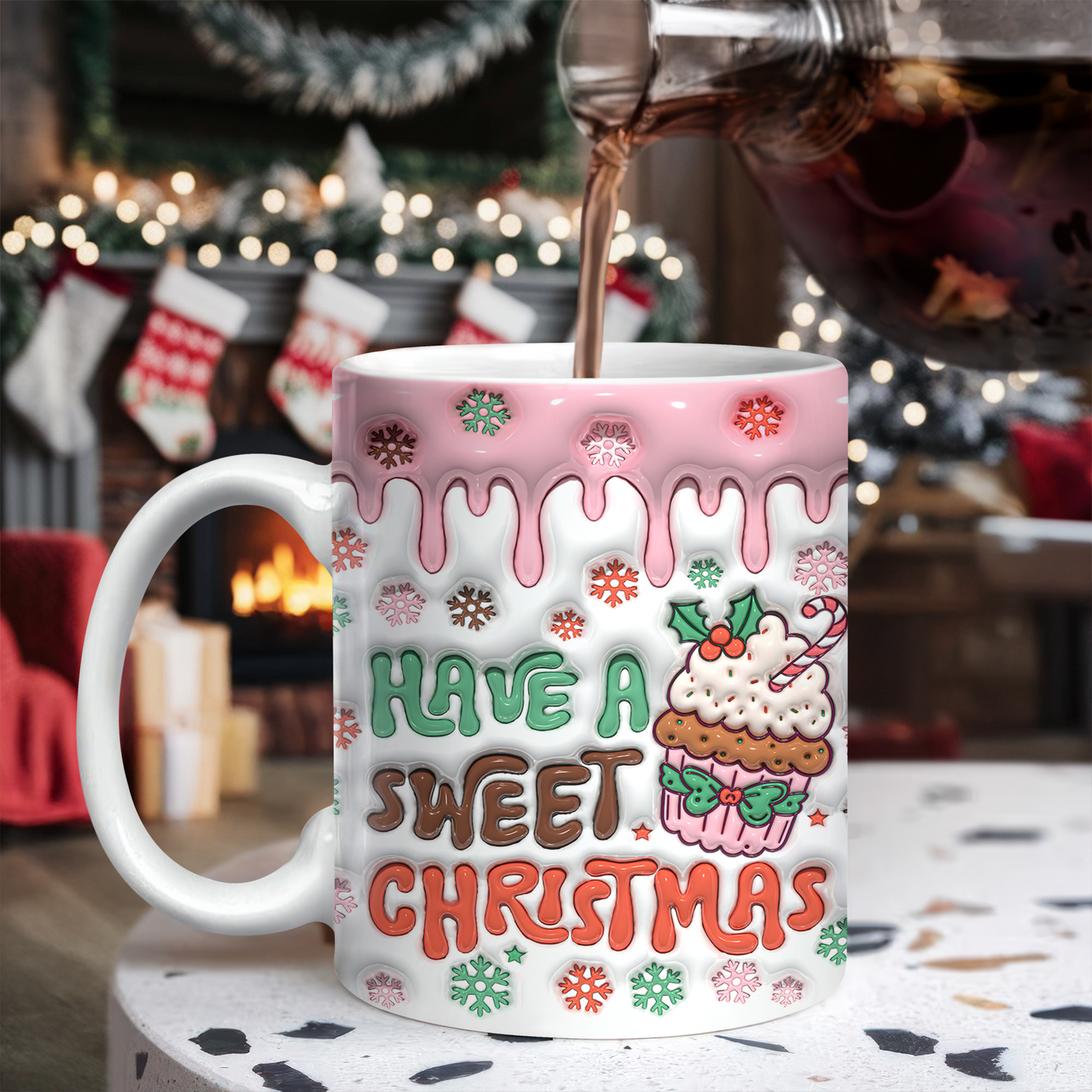 3D Christmas mug wrap bundle with inflated Christmas characters.
