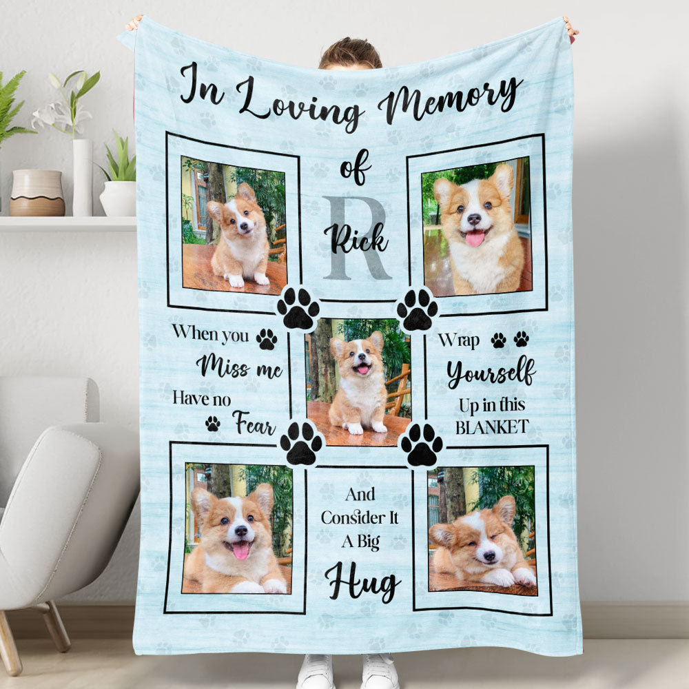 A Hug From Heaven Dog Lover - Memorial Personalized Custom Blanket - Sympathy Gift