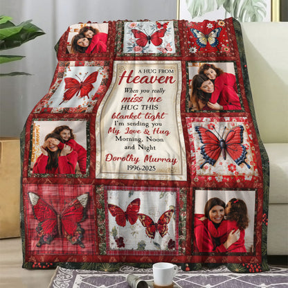 My Love & Hug Morning, Noon and Night - Memorial Personalized Custom Blanket - Sympathy Gift
