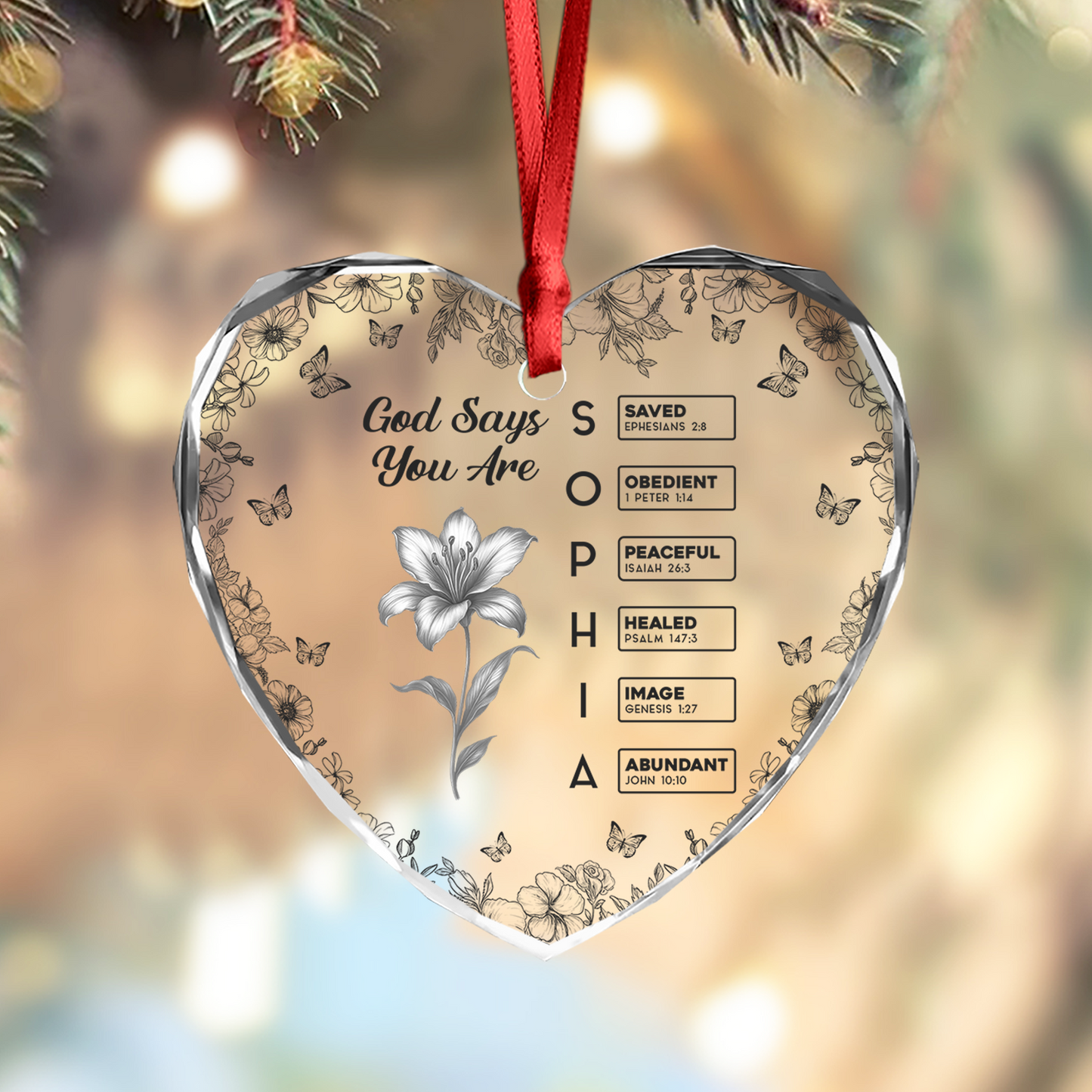 God Says I Am Heart Shape - Christmas Gifts - Personalized Custom Glass Ornament