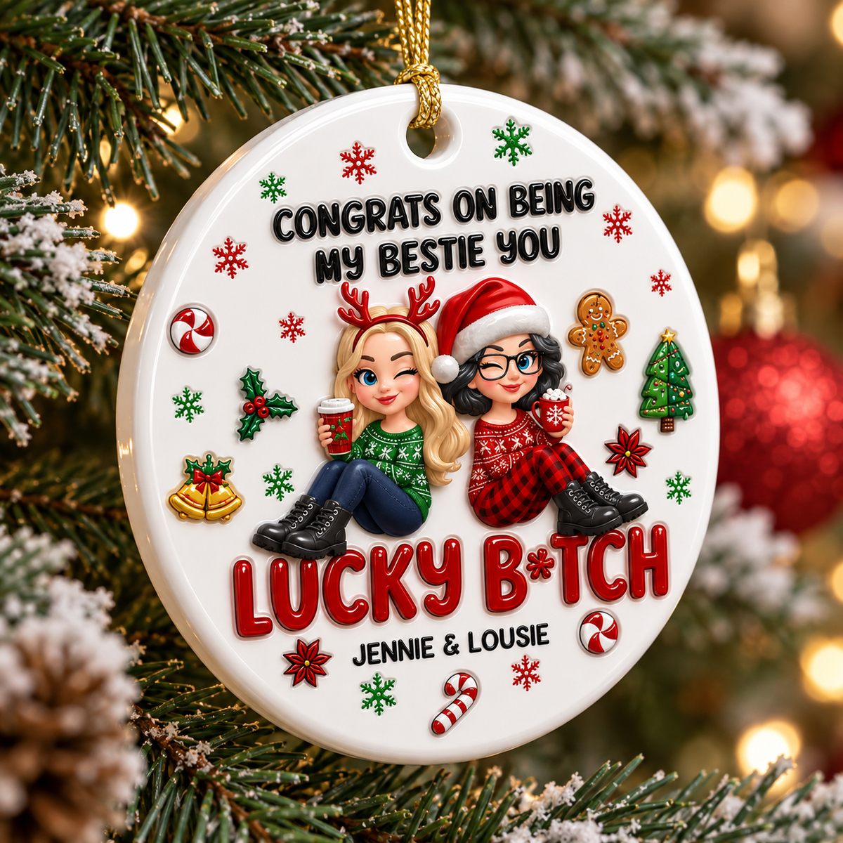 Congrats On Being My Bestie Gifts For Friends - Real 3D Ceramic Ornament