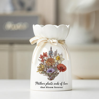 Mothers Plant Seed Of Love - Personalized Custom Ribbon Tie Flower Vase