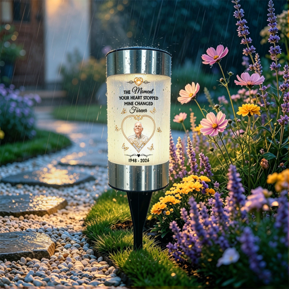 The Moment My Heart Changed Forever Solar Garden Light - Personalized Memorial Sympathy Gifts For Loss Of Mom, Dad