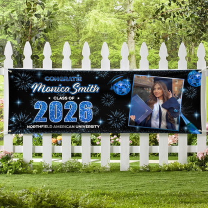 Custom Photo Congrats 2026 Style Personalized Banner - Graduation Decor