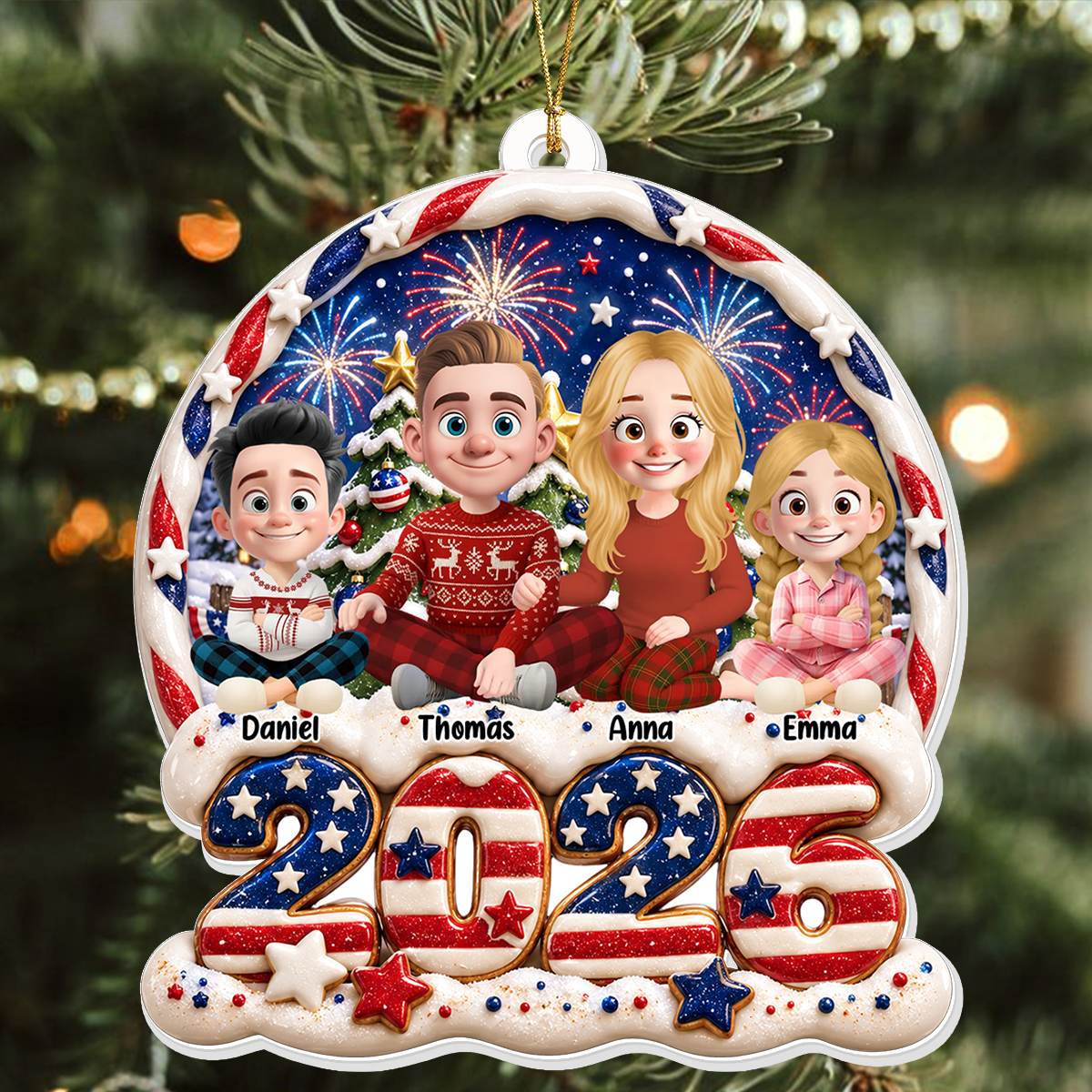 Our Family 250 Years Of Freedom Anniversary - Real 3D Relief Ornament