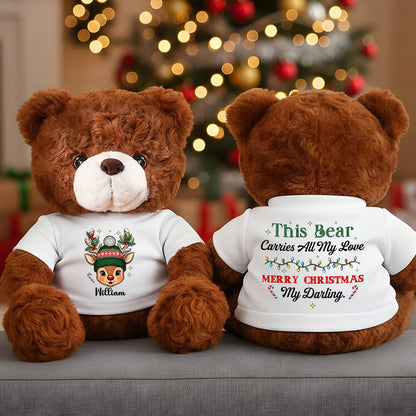 All My Love Merry Christmas - Memorial Personalized Custom Teddy Bear Plush