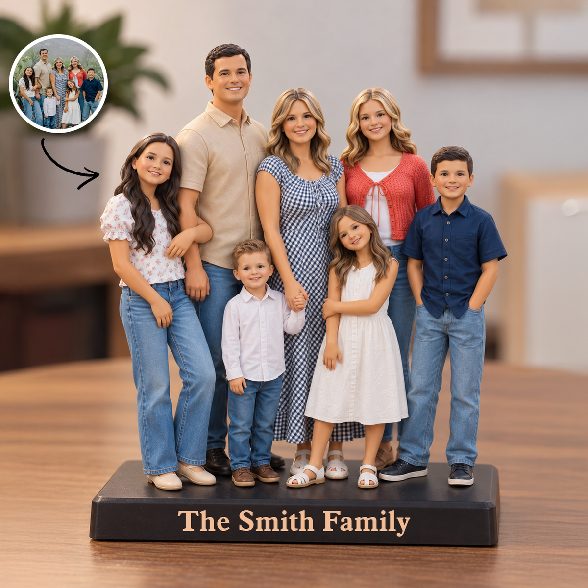 Custom Photo Figurine Our Family - 3D Couple, Family, Pet Portrait Statue