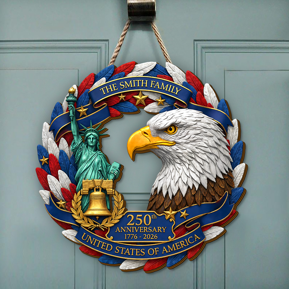 Custom Wood Sign Eagle - Personalized America 250th Anniversary Gifts