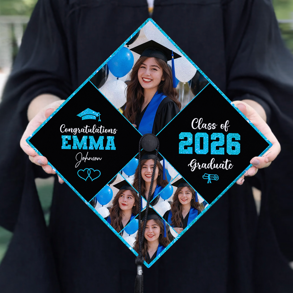 Glitter Cap Topper Class Of 2026 - Personalized Printed Graduation Cap Topper