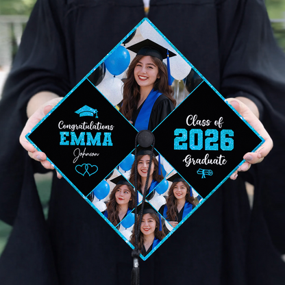 Glitter Cap Topper Class Of 2026 - Personalized Printed Graduation Cap Topper