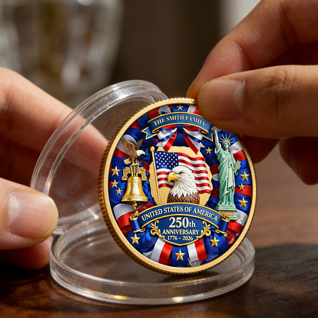 Custom Family Name 250th Anniversary United States Of America - Commemorative Challenge Coin 1776-2026
