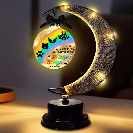 Cherished Moments, Everlasting Love Pet Lover - Personalized Memorial Moon Led Lamp - Remembrance Gift, Sympathy Gift