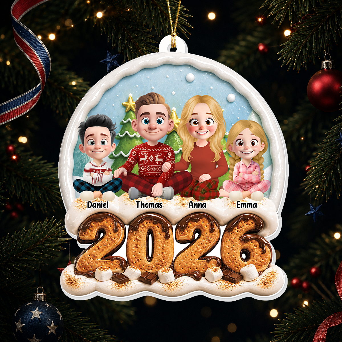 Our Family Christmas 2026 - Real 3D Relief Ornament