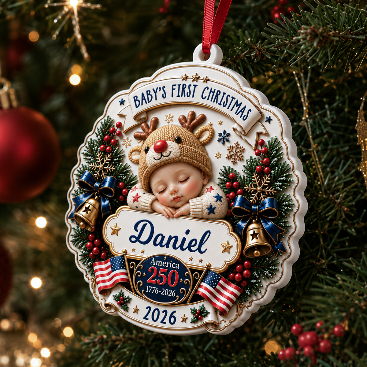Personalized Baby First Christmas - Real 3D Relief Ornament 2