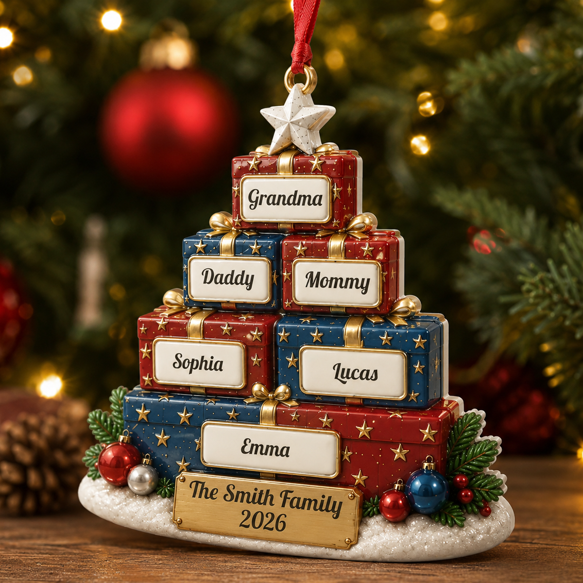 250 Years Christmas Ornament, Patriotic - Real 3D Relief Ornament