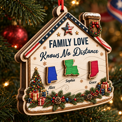 American We Stand  - Custom Shaped 2 Layered Wood Christmas Ornament