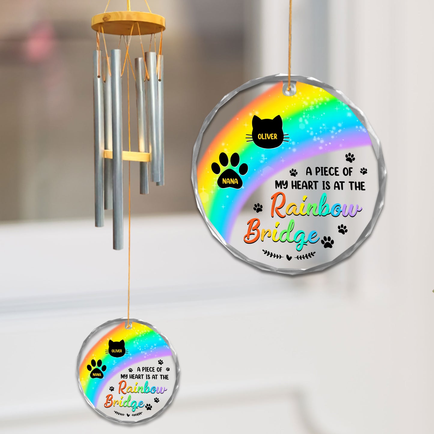 I Am Always With You - Personalized Memorial Wind Chime - Wind Chimes With Glass Ornament