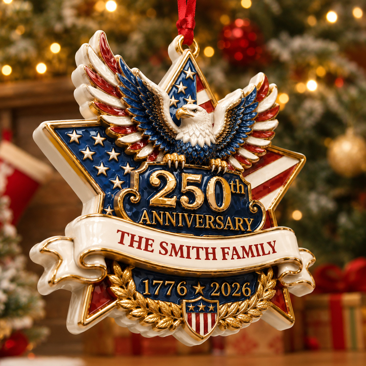 American Pride Lives On Personalized  250th Anniversary Ornament - Real 3D Relief Ornament