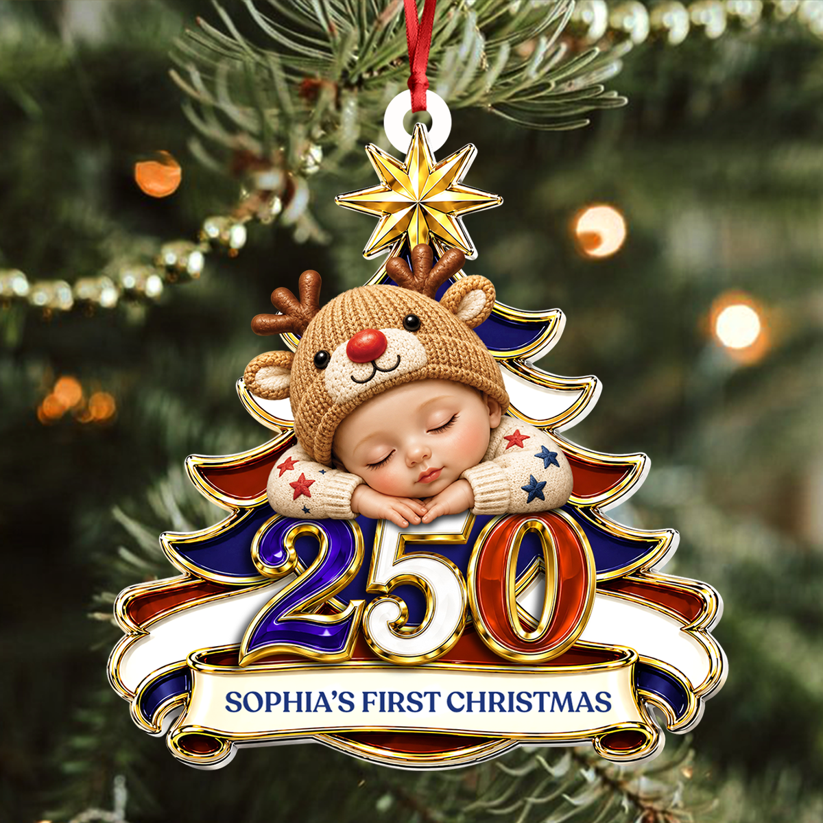 Newborn 250 Years Of Freedom United States Of America - Real 3D Relief Ornament