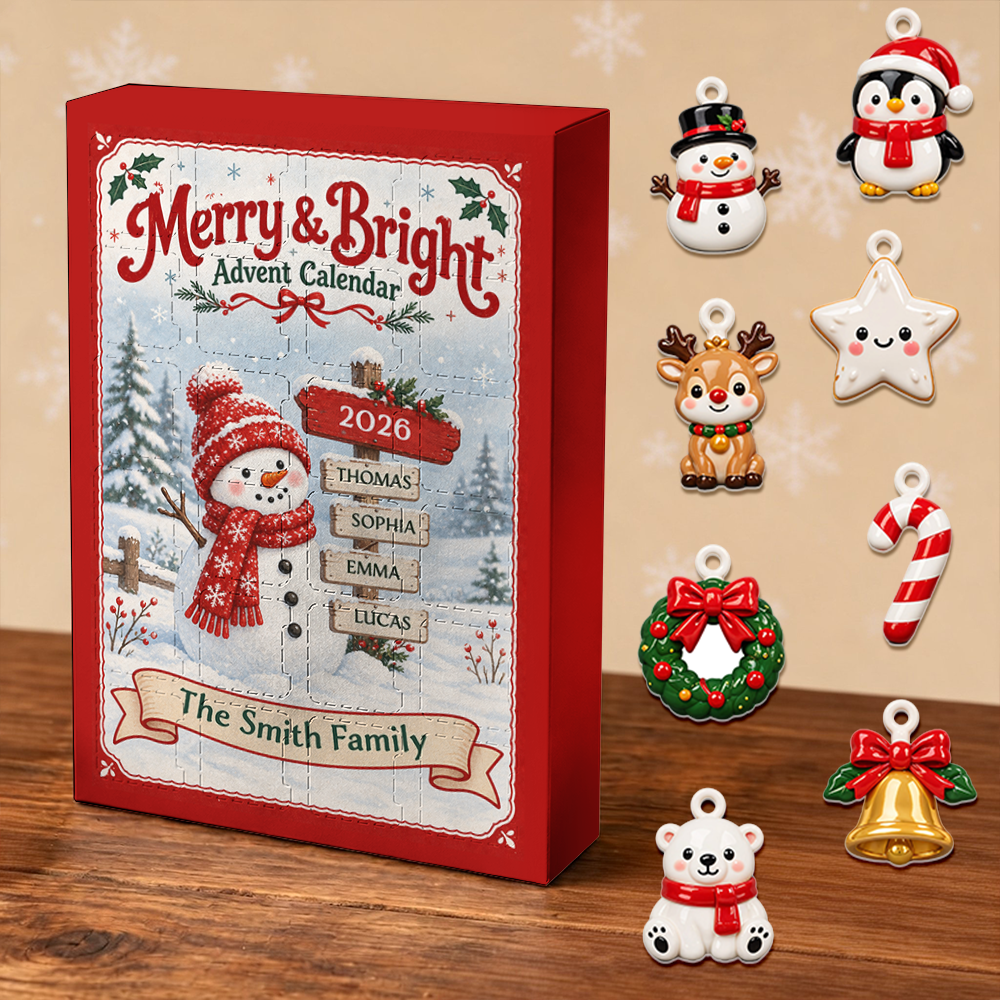 Merry And Bright Snowman Advent Calendar 2026 24 Day Christmas Countdown Box With Cute Figurines - Advent Calendar Box-Box&Acrylic