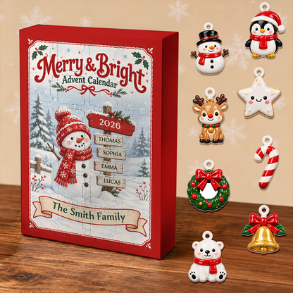 Merry And Bright Snowman Advent Calendar 2026 24 Day Christmas Countdown Box With Cute Figurines - Advent Calendar Box-Box&Acrylic